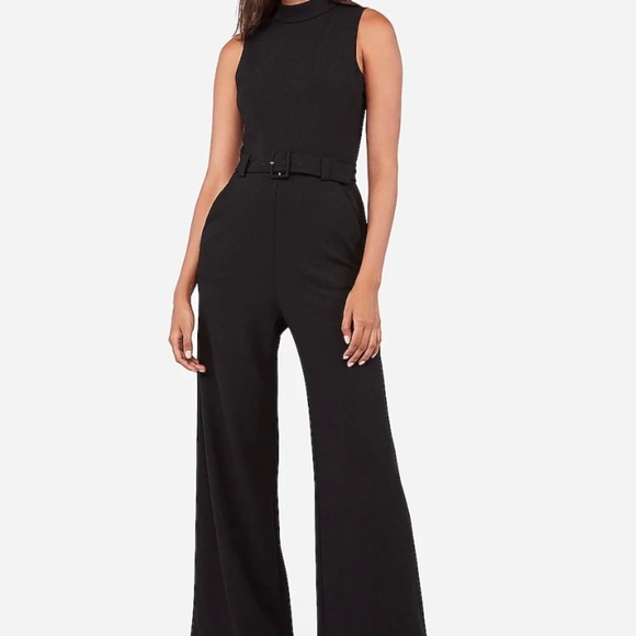 Mock Neck Belted Jumpsuit - Picture 2 of 2